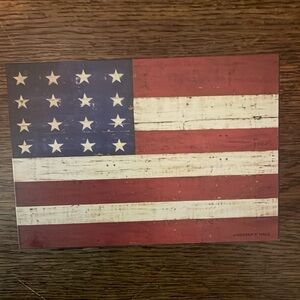 American Flag wood box & 2 decks cards